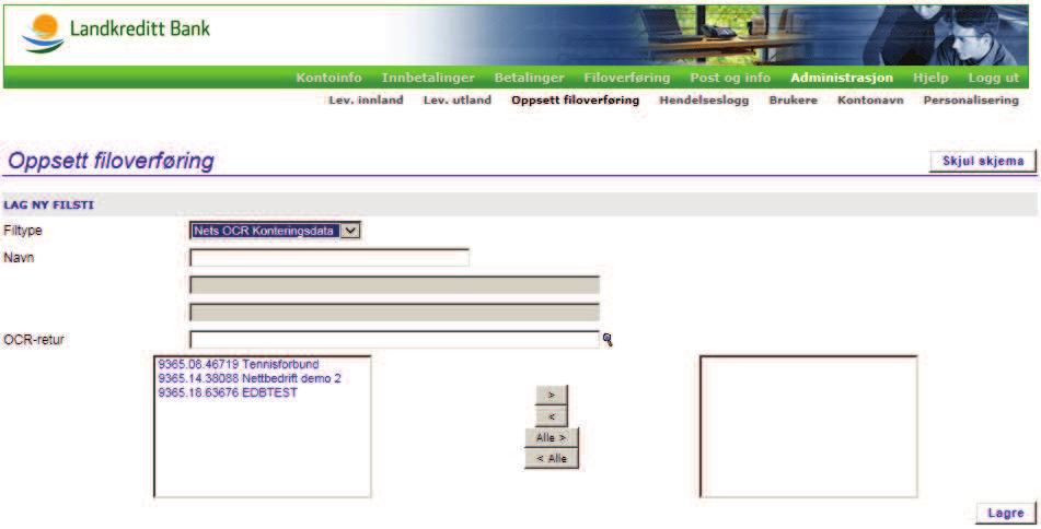 5.2.5.3 NETS OCR Konteringsdata OCR giro er et verktøy for enklere behandling av innbetalinger. Avtalen opprettes på eget skjema med banken og NETS.