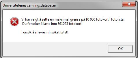 Man setter søkekriterier i fanen Søking og trykker på knappen Last inn for å få søkeresultat. Det er mulig å bla gjennom søkeresultatet.