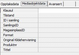 I kolonnen Navn kan man skrive inn navn på en person og definere personens rolle i opptaksprosessen i kolonnen Rolle. Videre føres handlingsdato og andre opplysninger.