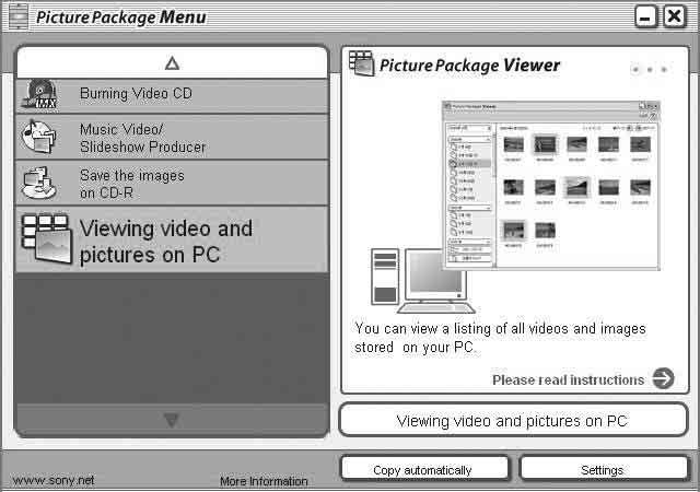 Brug af den medfølgende software I dette afsnit beskrives processen, idet en Windows-computer bruges som eksempel. Når "PicturePackage" installeres, bliver USBdriveren installeret automatisk.