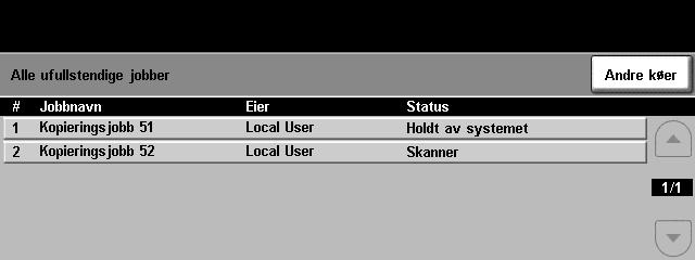 3 Kopiere 4 Start kopieringsjobben Trykk på Start. Hver original blir bare skannet én gang. Det resterende antallet kopier vises øverst i høyre hjørne av skjermen. 5 Jobbstatusvinduet 1.