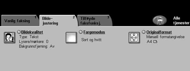 4 Fakse Bildejustering I kategorien Bildejustering kan du forbedre utseendet og stilen til dokumentet som skal fakses.