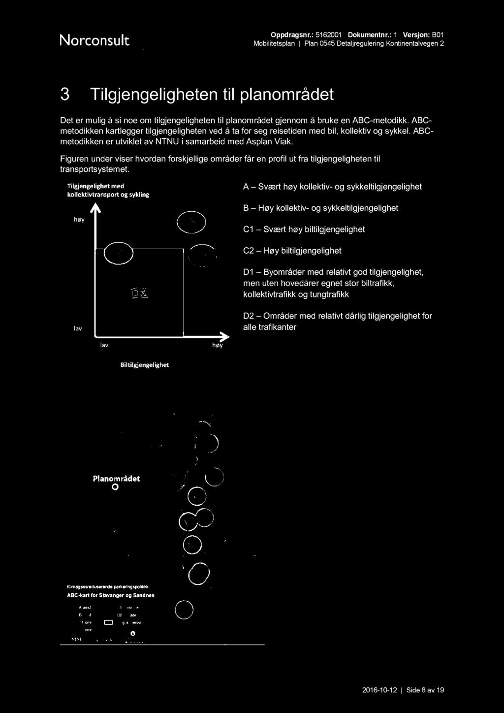 Figuren under viser hvordan forskjellige områder får en profil ut fra tilgjengeligheten til transportsystemet.