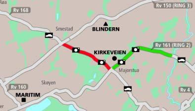 14 Felt 1 Felt 2 Felt 4 Felt 3 Figur 3.4: Prinsipp for nummerering av kjørefelt Kilometreringsretningen for strekningene er den rekkefølgen som framgår av tabell 3.1. Rv 161, Kirkeveien, og Rv 168, Sørkedalsvegen, krysser hverandre på Majorstua.