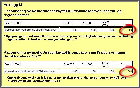 Side 9 Kostnader som ikkje inngår i dei samanliknande analysane Vedlegg M frå erapp Summen av meirkostnader i samband med utredningsansvar og