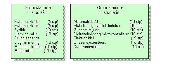 Sammenheng mellom de fire studieretningene på Elektroingeniørutdanningen ved HiG Høgskolen i Gjøvik tilbyr fire ulike studieretninger som alle fører til graden Bachelor i ingeniørfag Elektro, men med