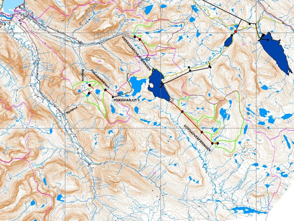 2 Tiltaksbeskrivelse 2.1 Lokalisering De planlagte overføringene ligger alle i fjellmassivet mellom Skibotndalen, Kittdalen og Signaldalen/Stordalen.
