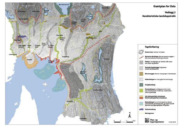 pågående og framtidig byutvikling: De grønne åsene og skråningene Det overordnede landskapsrommet avgrenses av Ullernåsen, Holmenkollen, Vettakollen og Grefsenkollen i nord, av kebergskråningen i sør