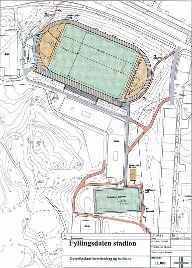 Bildet under er slik det er prosjektert nytt: Konklusjon/anbefaling: Byrådet velger å se på det nye prosjektet på Fyllingsdalen Stadion som spennende og