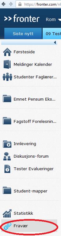 7. Sjekke føring av fravær i Fronter Føring av fravær registreres i Fronter av faglærer.