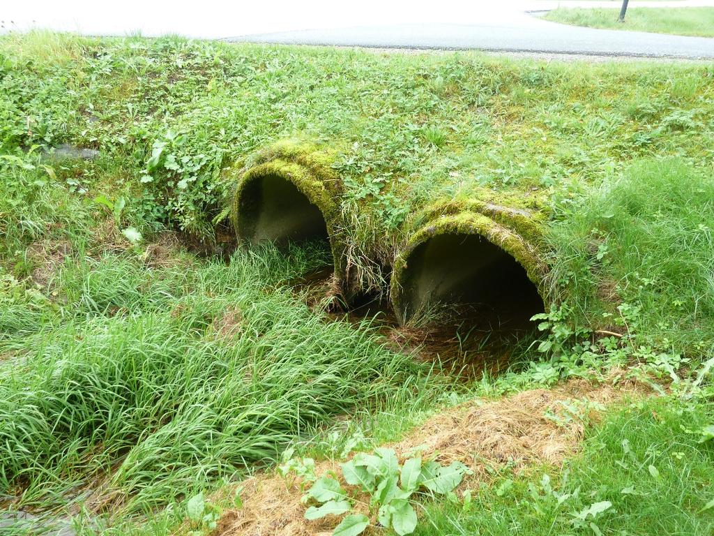 Figur 4 Bildet som viser 2 stikkrenner under avkjørsel fra Vievegen.