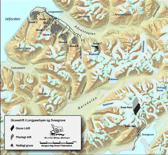 van Mijenfjorden, Sveagruva. Sommeren 1934 ble det satt i gang undersøkelser. Undersøkelsene ble innstilt i 1937 uten at det ble tatt noen beslutning om igangsettelse av drift.