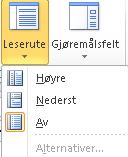 En må deretter starte Outlook på nytt. Visning For å endre «Leserute» må en først velge arkfanen som heter «Visning», deretter klikker en «Leserute».