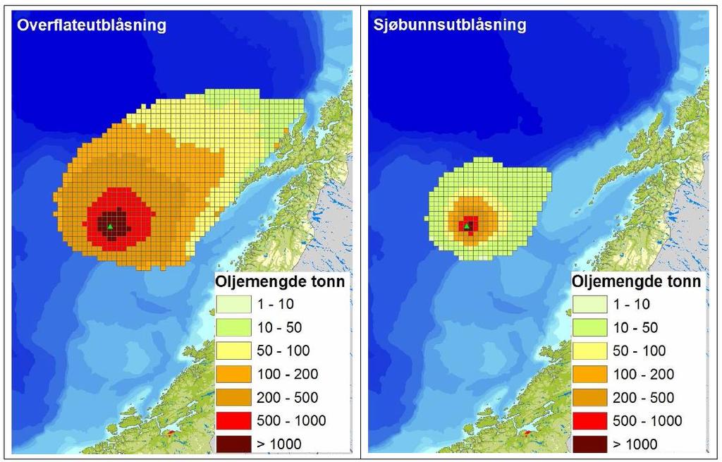 3.9 Resultater av miljørisiko for letebrønn 6706/12-1 Snefrid og Aasta Hansteen feltet 3.9.1 Resultater fra oljedriftmodelleringer For modellert overflate- og sjøbunnsutblåsning er det generert