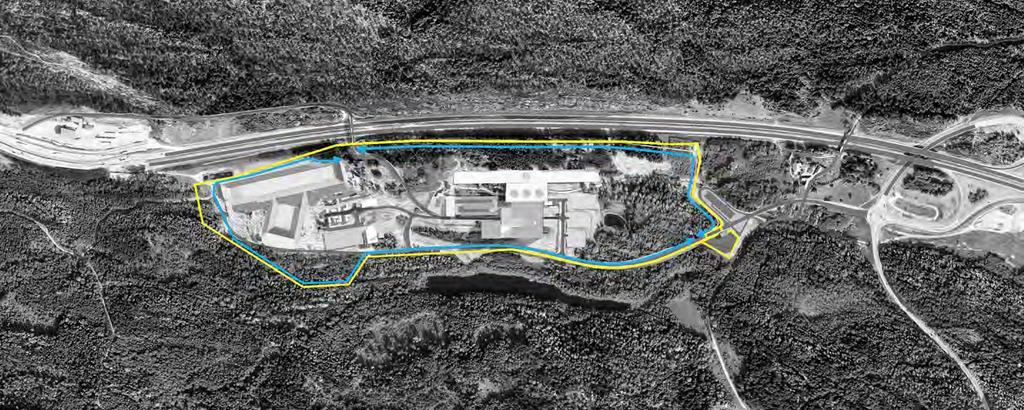 Figur 2-4 Prinsippsnitt gjennom planlagt anlegg, sett mot nord. Snipeåsen til venstre og Taraldrudåsen til høyre. Figur: Nordic Office of Architecture 2.1.