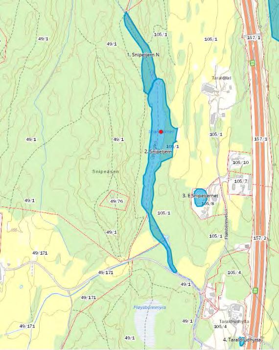 6.5 Naturmiljø og biologisk mangfold Verdivurdering dagens situasjon Naturtypelokaliteter Innenfor plan- og influensområdet finnes fire naturtypelokaliteter.