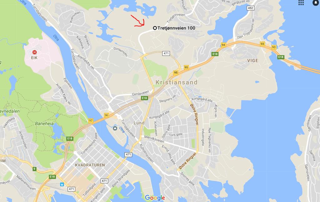 Sted Grønn slette, Jegersberg i Kristiansand Parkering: Prestheiabanen. Adr: Tretjønnveien 100, 4633 Kristiansand. GPS: 58.167478, 8.012518. Fra parkering er det ca. 100m å gå til arena.