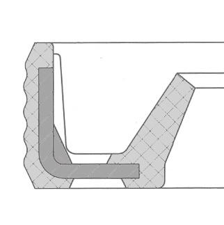 Stålforsterket tetningsring CSL med støvleppe Maks trykk 0,5 bar Lik utførelse A, men uten fjær Benyttes kun