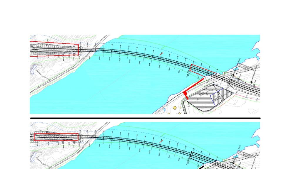 Gulli bru - Framskyvning Sprenging av skjæring for klargjøring av betongfabrikk.