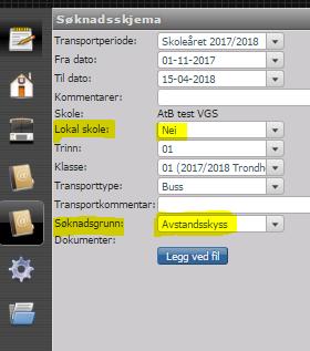 b. Avstandsskyss utenfor nærskolen Dette er kommunens ansvar og skal legges inn med søknadsgrunn = «Avstandsskyss» og det skal velges NEI på