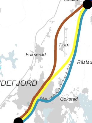 Korridorer som utredes videre Stokke - Furustad Torp