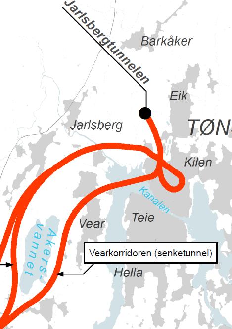 Utredes ikke: Senketunnel i Vear-korridoren Senketunnel vil ikke bli utredet videre.