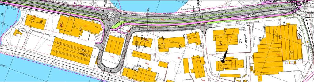 Utforming RV 25, atkomst Midtstranda og gang- og sykkelveg Rv 25 utvikles til en smal 4 felts veg i dagens trasé Høystandard gang- og sykkelveg (sykkelveg med fortau) 5 m bred Muligheter for trær i