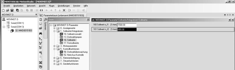 Tilpass parameter P161 Setpoint n_f2 [1] helt til applikasjonen fungerer optimalt. f.eks. parameter P161 = 855 o/min (= 28,5 Hz) 13.Fjern PC-en fra MOVIMOT -omformeren. 14.