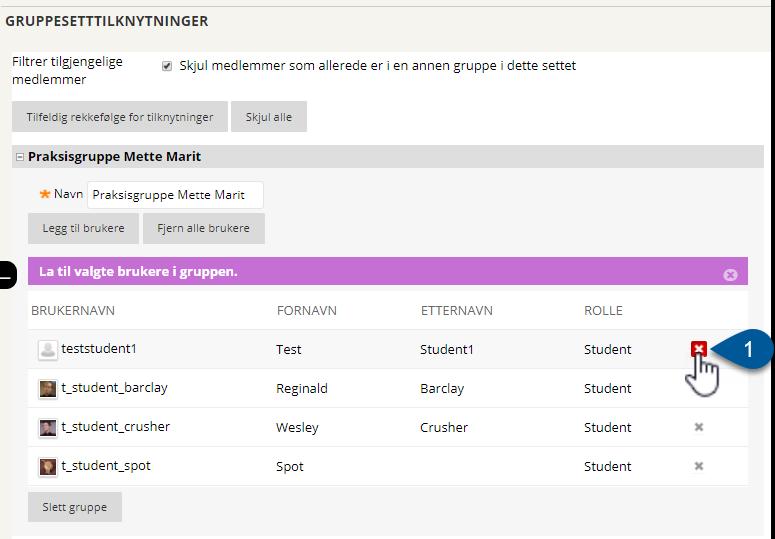 Redigere gruppemedlemsskap for studenter Ved f.eks.