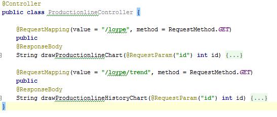 6 ProductionLineController Dette er kontrolleren for det som har med løypene å gjøre, og kjøres når man velger en produksjonsløype i dropdownmenyen. Denne har to sider, /loype og /loype/trend.