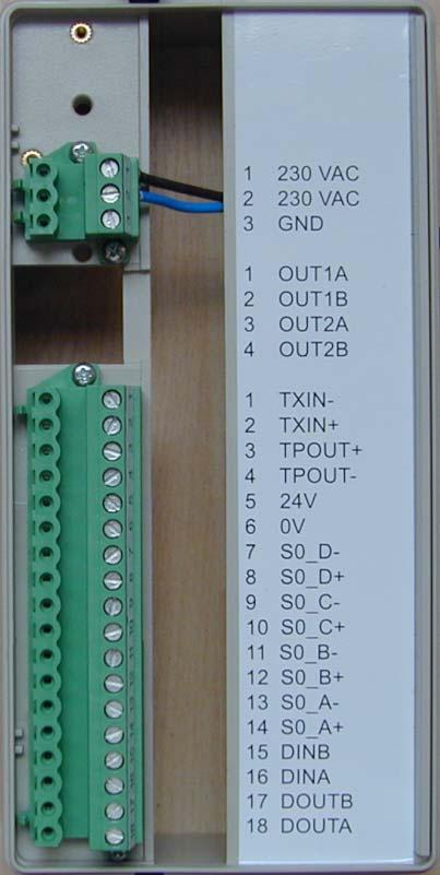 Montasje PoliTerm740/750 8 3. Montasje av Politerm750 3.1 Eksterne tilkoplinger PT750 benytter alltid 1 fase strømforsyning. Denne koples til rekkeklemmer X1-1 og X1-2.