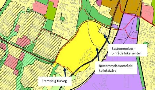 utbygd med blokkbebyggelse og noen rekkehus inndelt i et nett av grønnstruktur knyttet til tilgrensende grønnstruktur, gater og turstier.