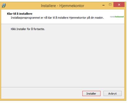 4 Når du har bekreftet brukerkontroll får du opp installasjonsveilederen, her velger du Installer (se Figur 2 Installere).