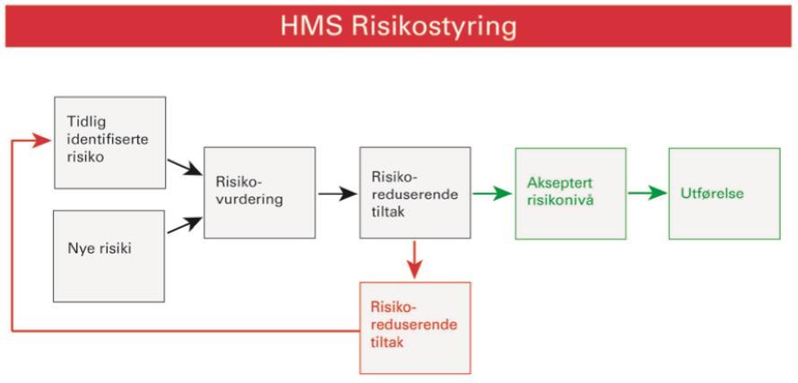 4.8 Risikostyring nivå Før prosjektet skal utføres må vi ta hensyn til vurderingskriterier som risiko og samt klare å fjerne farer fra prosjekt start til slutt.