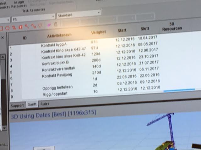 bestemte elementet i bygget og kan også simulere fremdriften.