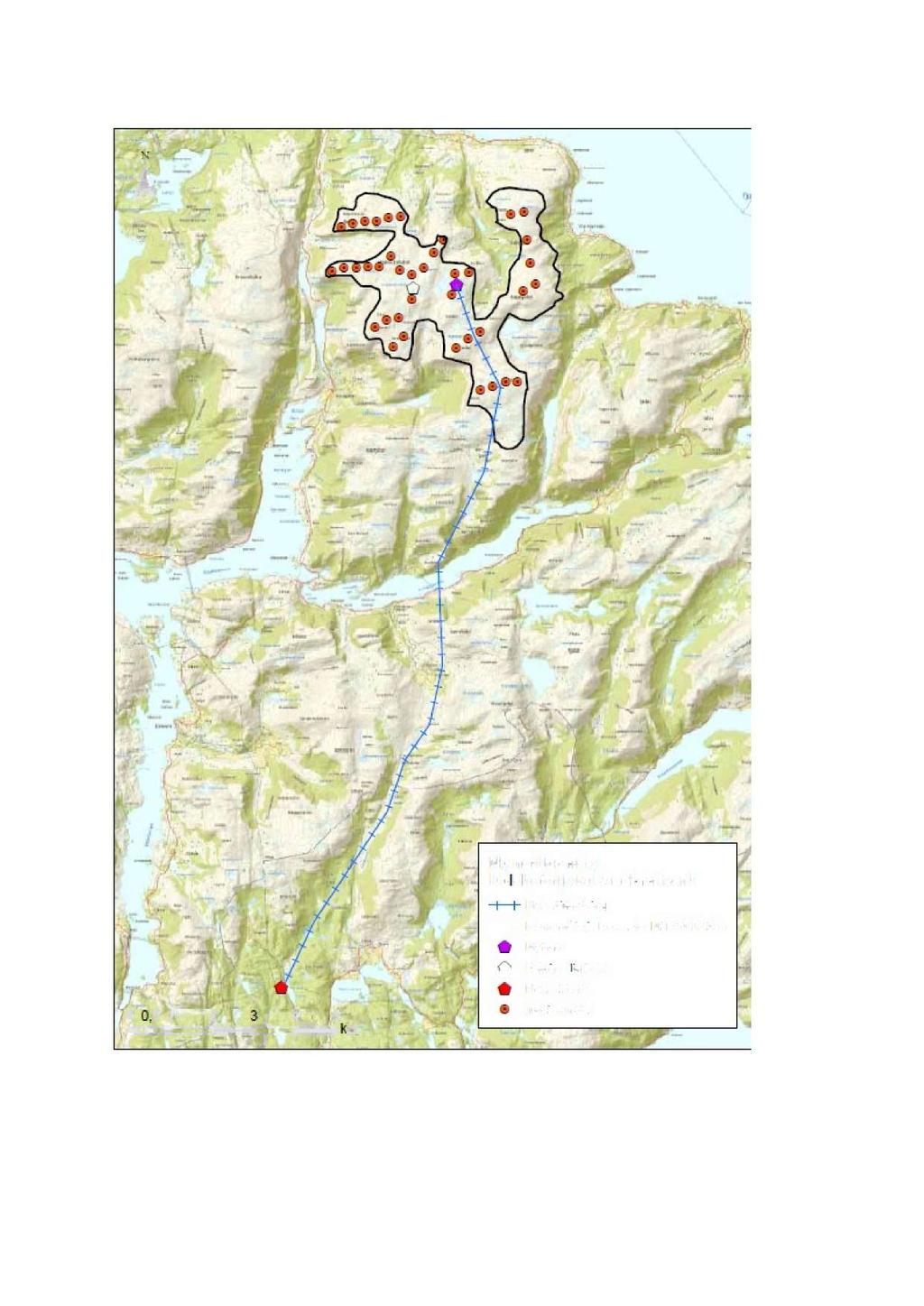 Side 4 av 10 3. Det planlagde tiltaket Ny 132 kv linje Dalsbotnfjellet - Frøyset. Lengde 19 km. Fjordspenn over Austgulfjorden: 1,3 km.