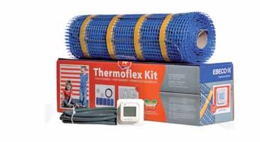 Gulvvarmesystem Thermoflex Kit Ebeco Thermoflex Kit Gulvvarmekit med varmekabelmatte for naturstein- og flisegulv Selvklebende varmekabelmatte. Rask og enkel installasjon.