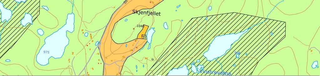 Dagens bruk Området har blandingsskog dominert av bjørk og gran. Planomårdet grenser til hytteområde H7 mot sør. I dag er det 13 hytter umiddelbart sør og vest for planområdet.