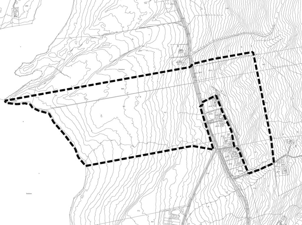 Side 2 av 7 Planområde/plangrense: Planområdet er på om lag 135 daa, og omfattar eigedomar innanfor vist plangrense, jf. kartutsnitt under. Plangrensa er godkjent av Hareid kommune.