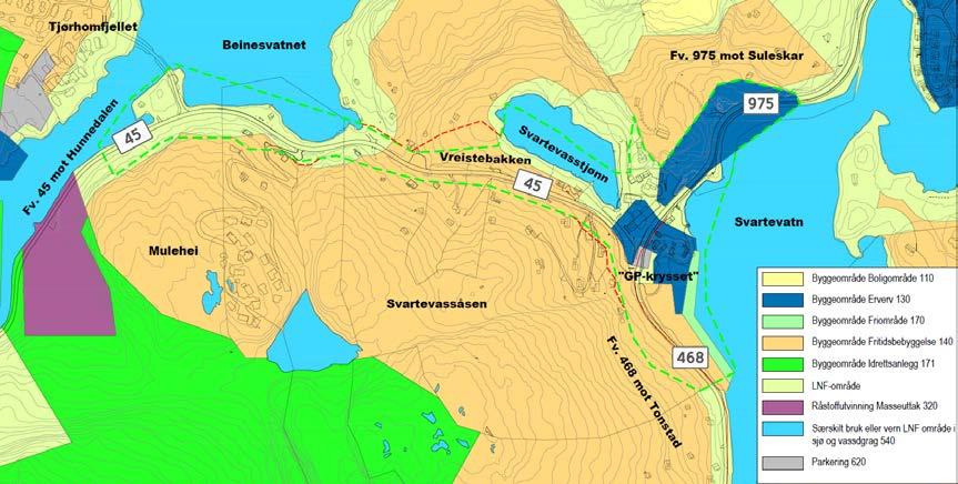 3.2.3 Kommunedelplan Kommunedelplan for Sinnes/Tjørhom-Gravatn, godkjent 2008: Figur 3-1, utsnitt