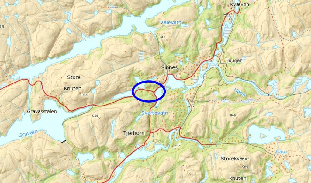 4 Beskrivelse av planområdet 4.1 Planområdet 4.1.1 Generelt Planområdet ligger ved Sinnes i øvre del av Sirdal i Vest-Agder.