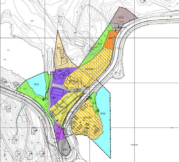 Figur 5-7, oversikt massetak og kommunens detaljreguleringsplan «GP-området» 5.1.4 Fv. 45 Utvidelsen av fv.