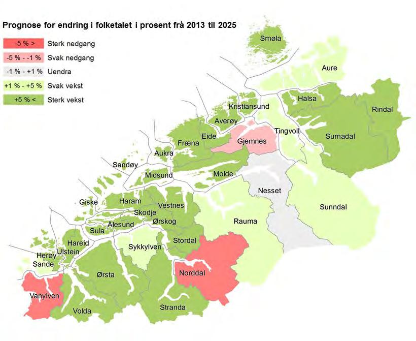 23 Figur 10 Figur 10 syner eit kart over mellomalternativet i utviklinga i folketalet til SSB.