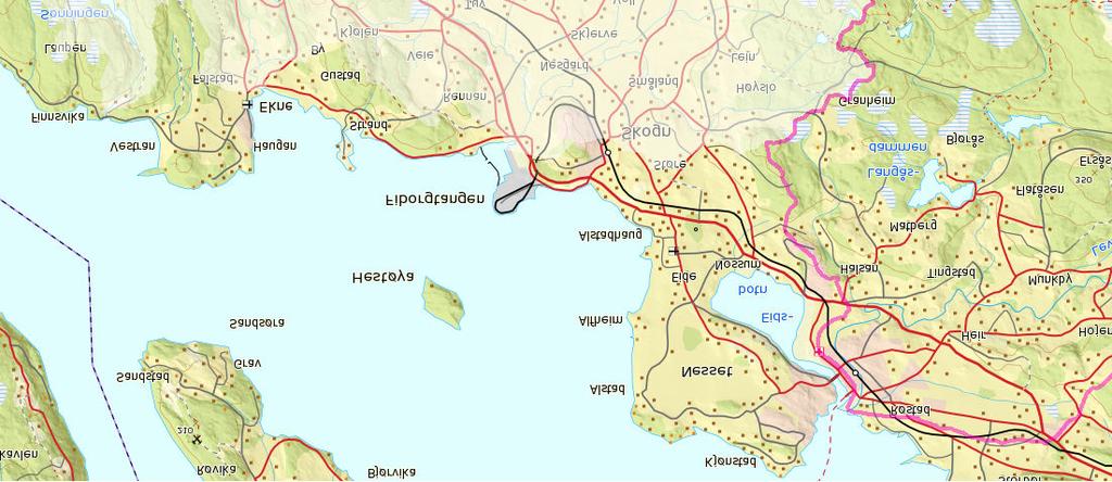 Kart over elvemuslingutbredelse i Hoplavassdraget og Levangerelva Levangerelva 126.