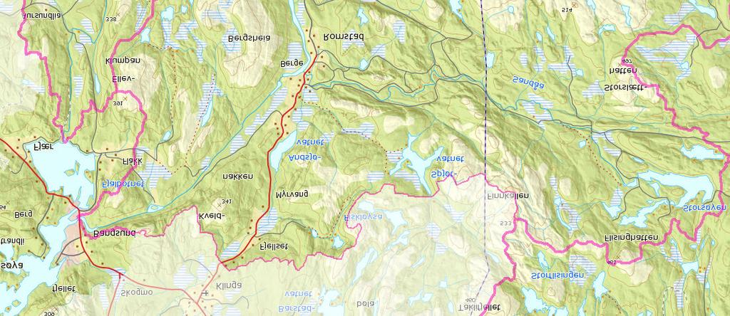 Kart over elvemuslingutbredelse i Bogna og Aursunda 139.111Z 139.