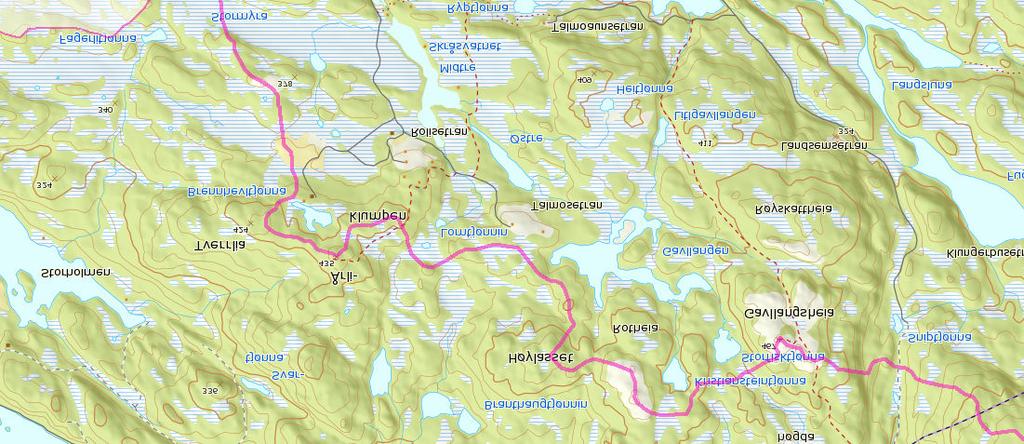 Kart over elvemuslingutbredelse i Kalddalsvassdraget 131.