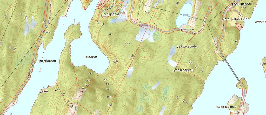 Kart over elvemuslingutbredelse i Nufsfjord Bekk fra