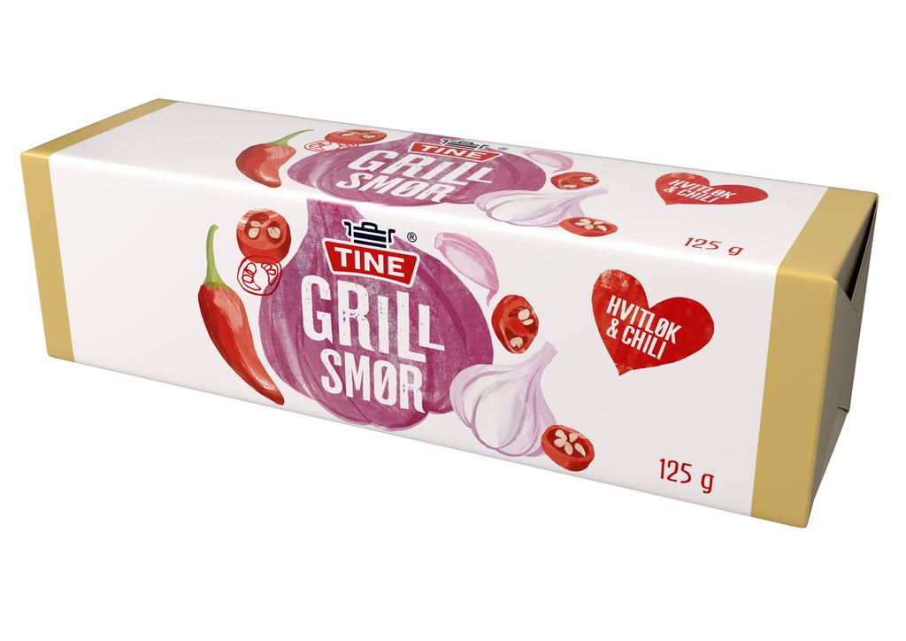 TINE GRILL Smør 125 g PERFEKT TILBEHØR TIL SOMMERENS GRILLMAT TINE Smør har en penetrasjon på 84 % og et salg ut av butikk på over