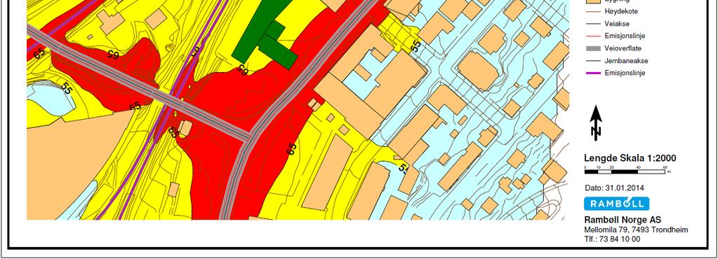 2.2 Resultat støysonekart og punktberegninger Støyberegningene er gjennomført på grunnlag av trafikkgrunnlag og beskrivelser som gitt i kapittel 4.