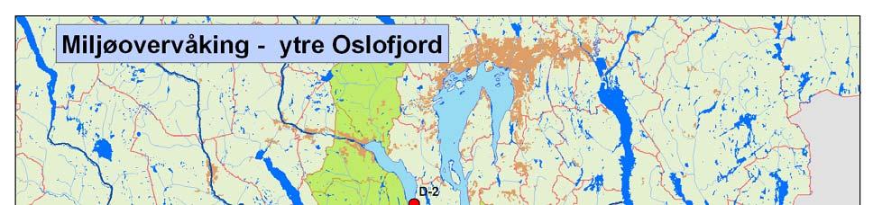 D-3 Figur 1. Stasjoner for prøvetaking i vannmassene i Ytre Oslofjord (TØ-2, KF-1 og HO-1 ble ikke prøvetatt i 28). 3.